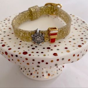 KEEP Collective Stella & Dot Gold Glitter Charm Bracelet Snowflake & Coffee Char